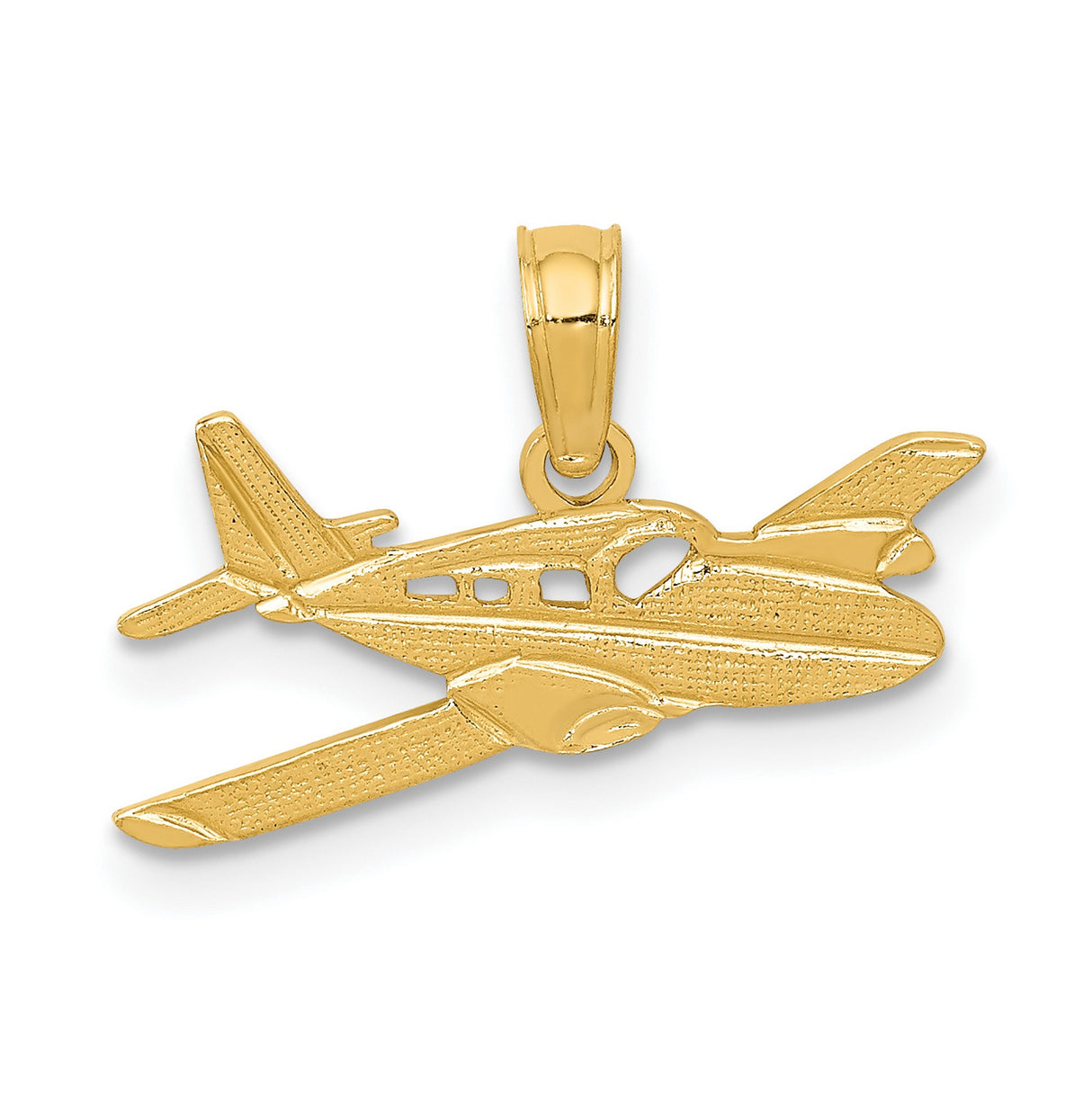 10k Yellow Gold Airplane Pendant, Aviation Charm Symbol of Travel and Adventure, Unisex