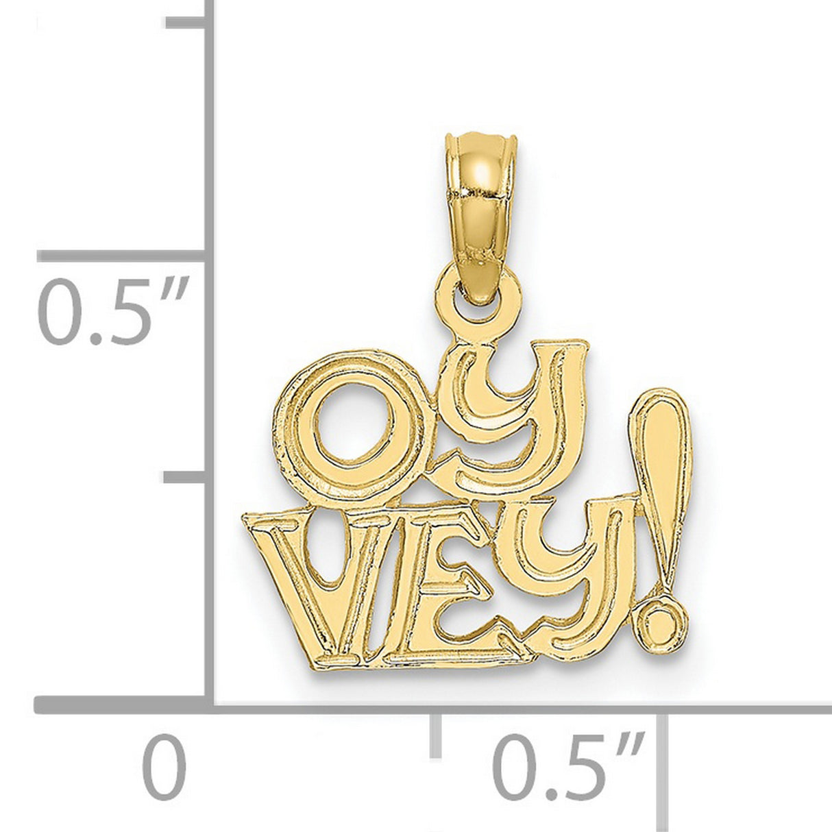 10k Yellow Gold Oy Vey Pendant, Yiddish Expression Jewish Charm for Women or Unisex Wear