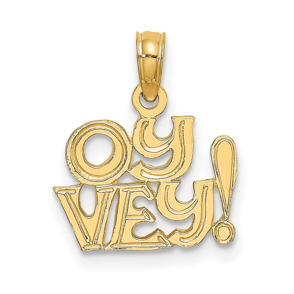10k Yellow Gold Oy Vey Pendant, Yiddish Expression Jewish Charm for Women or Unisex Wear