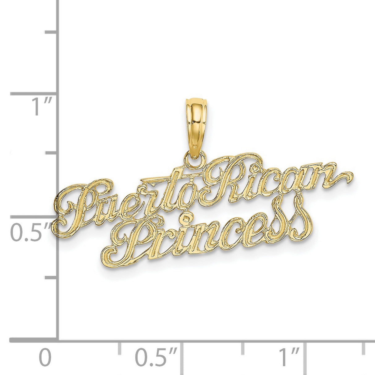 10k Yellow Gold Puerto Rican Princess Pendant, Script Lettering, Latin Heritage Charm