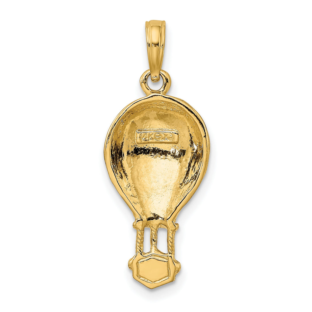 10k Yellow Gold Hot Air Balloon Pendant with Basket Detail, Adventure Travel Charm
