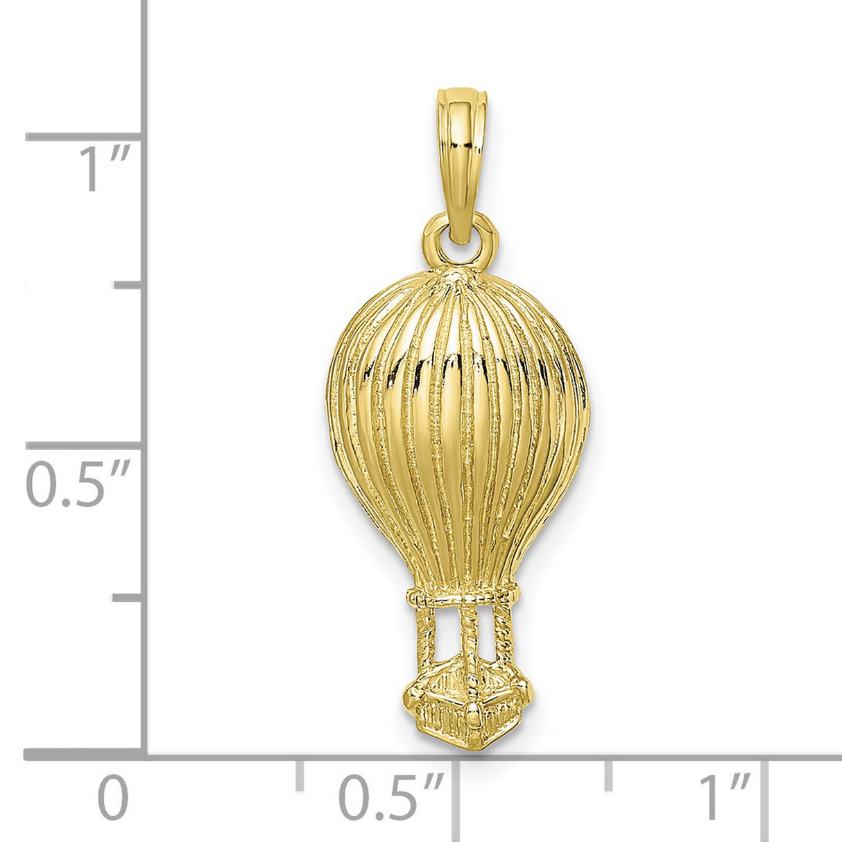 10k Yellow Gold Hot Air Balloon Pendant with Basket Detail, Adventure Travel Charm