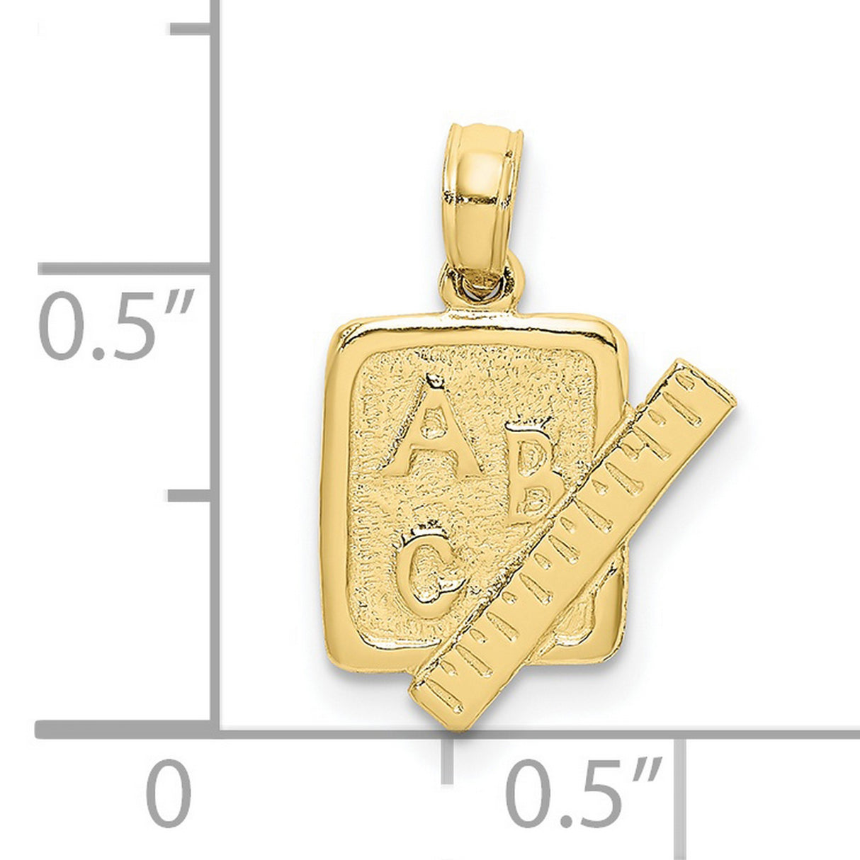 10k Yellow Gold Pendant with ABC Letters and Ruler Design, Educational Theme Charm