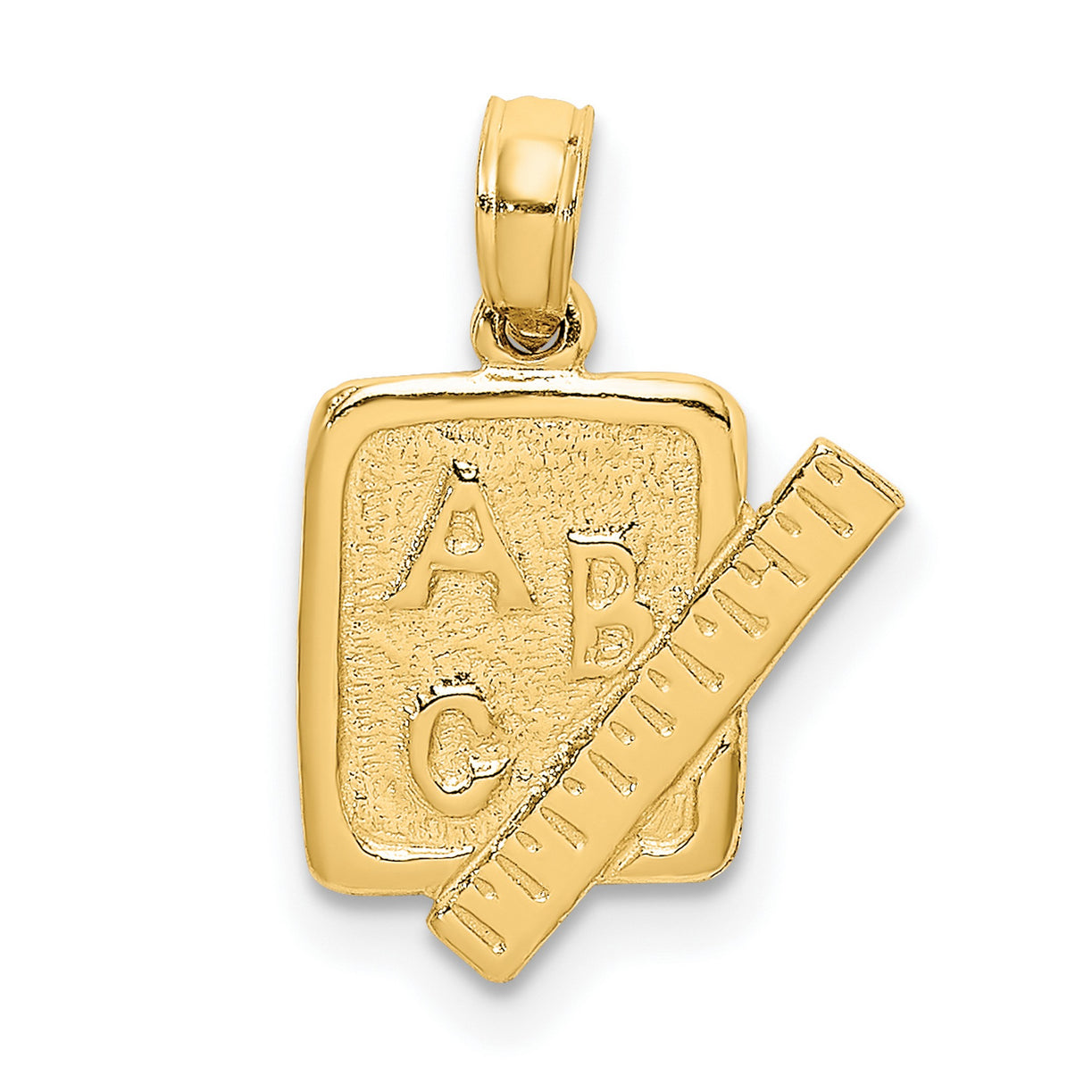 10k Yellow Gold Pendant with ABC Letters and Ruler Design, Educational Theme Charm