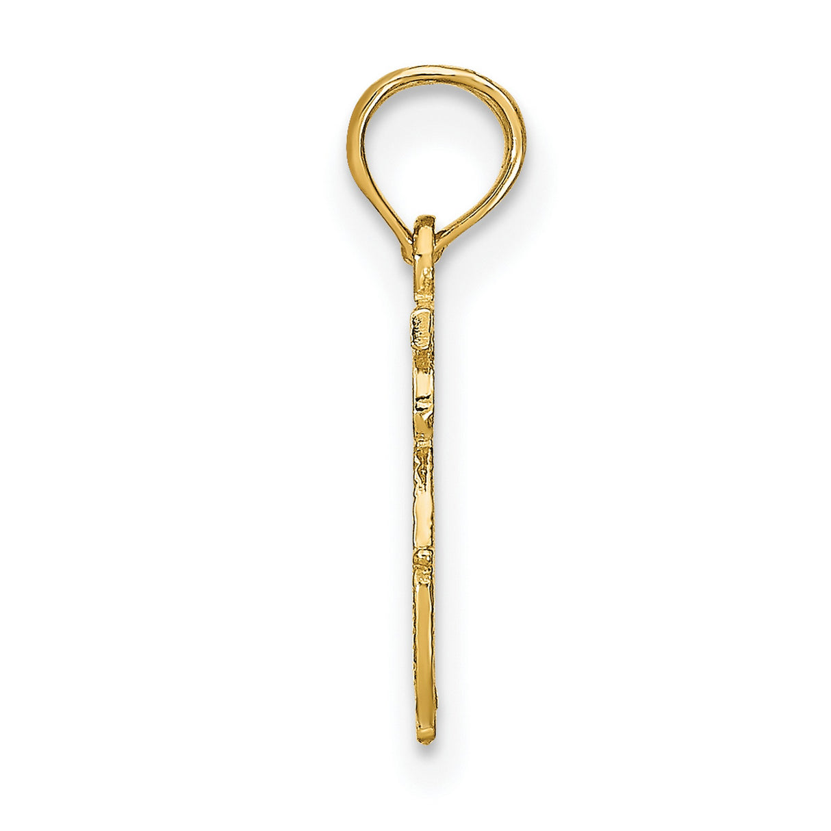 10k Yellow Gold Aries Zodiac Pendant with Ram Head and Bold Lettering