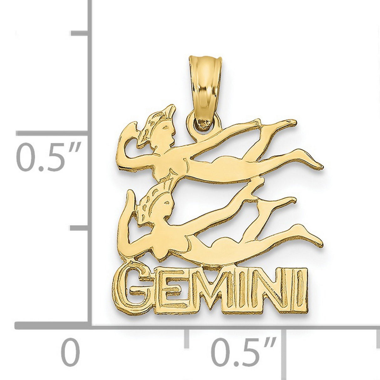 10k Yellow Gold Gemini Zodiac Pendant with Twin Figure Design, Astrology Charm