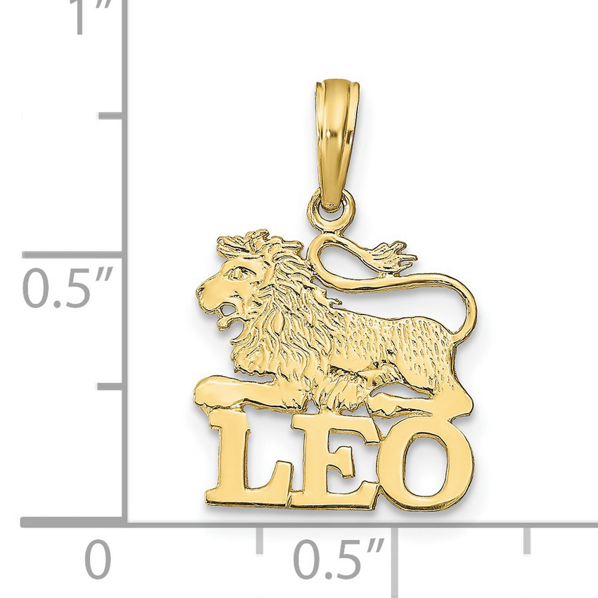 10k Yellow Gold Zodiac Pendant with Bold Leo Lion Design and LEO Lettering