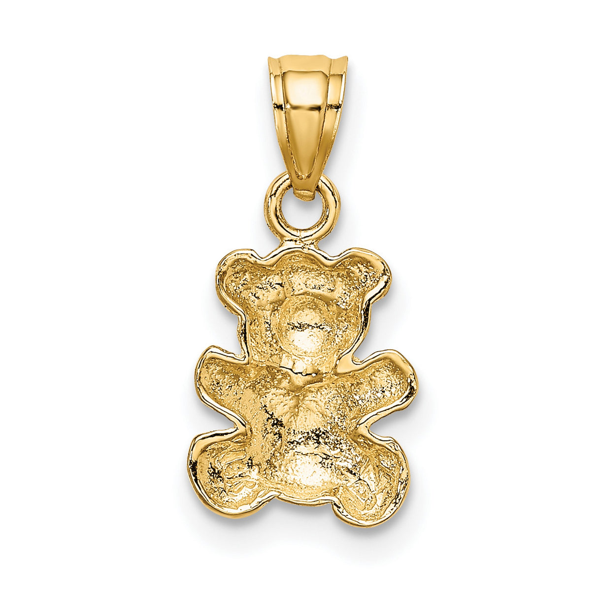 10k Multi-Tone Gold Bear Pendant with Heart and Bow Design, Rhodium Accents, Cute Teddy Charm