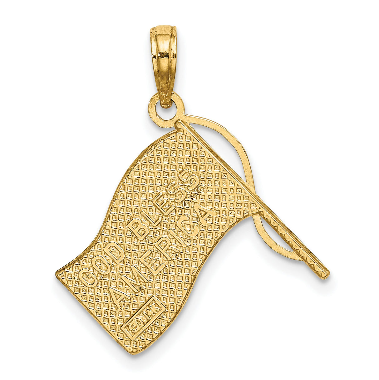 10k Multi-Tone Gold American Flag Pendant with Rhodium Accent for Men or Unisex Wear