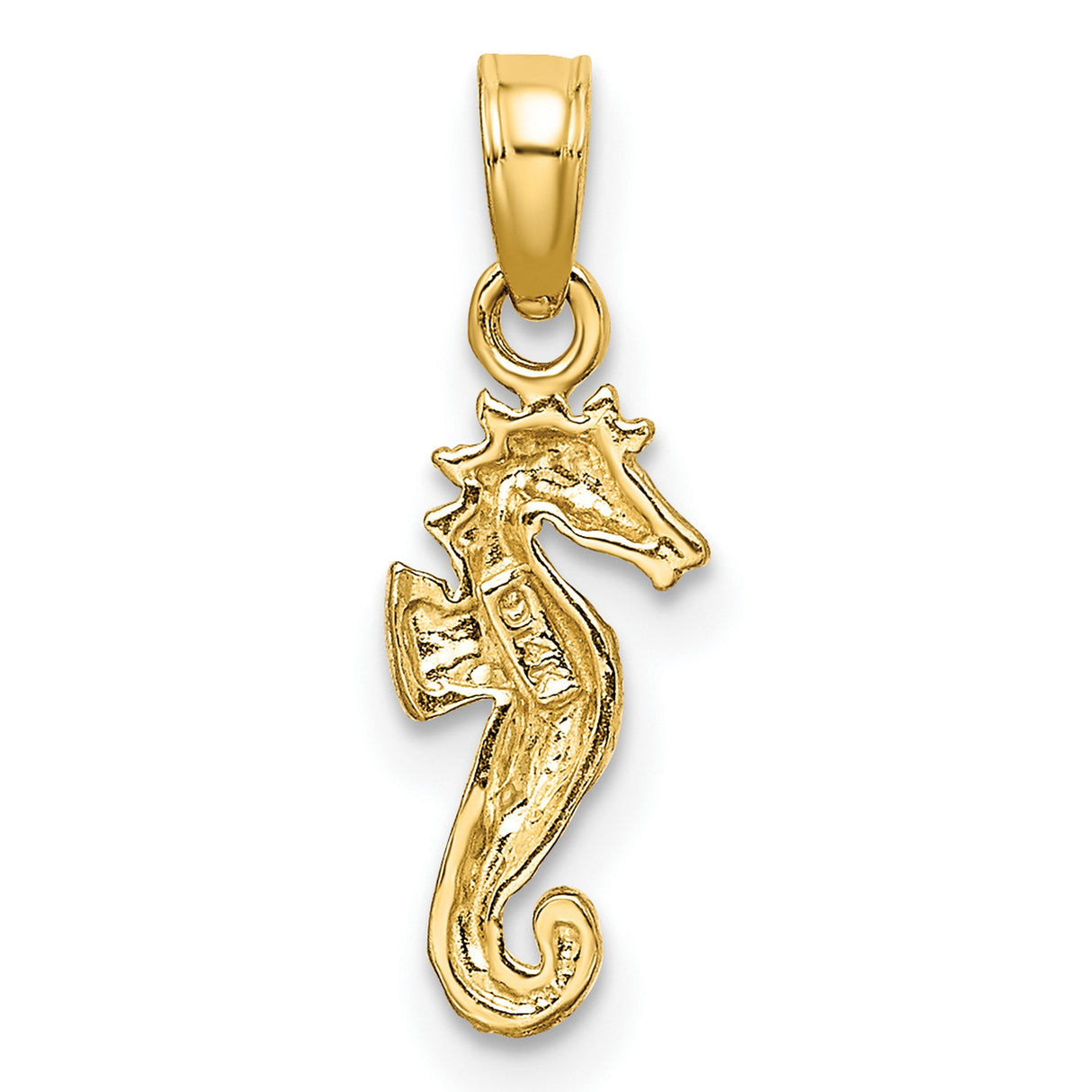 10k Multi-Tone Gold Seahorse Pendant with Rhodium Accent, Nautical Ocean Theme Jewelry