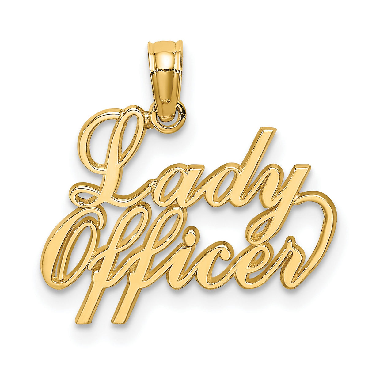 10k Yellow Gold Lady Officer Pendant, Military Pride Law Enforcement Charm for Women