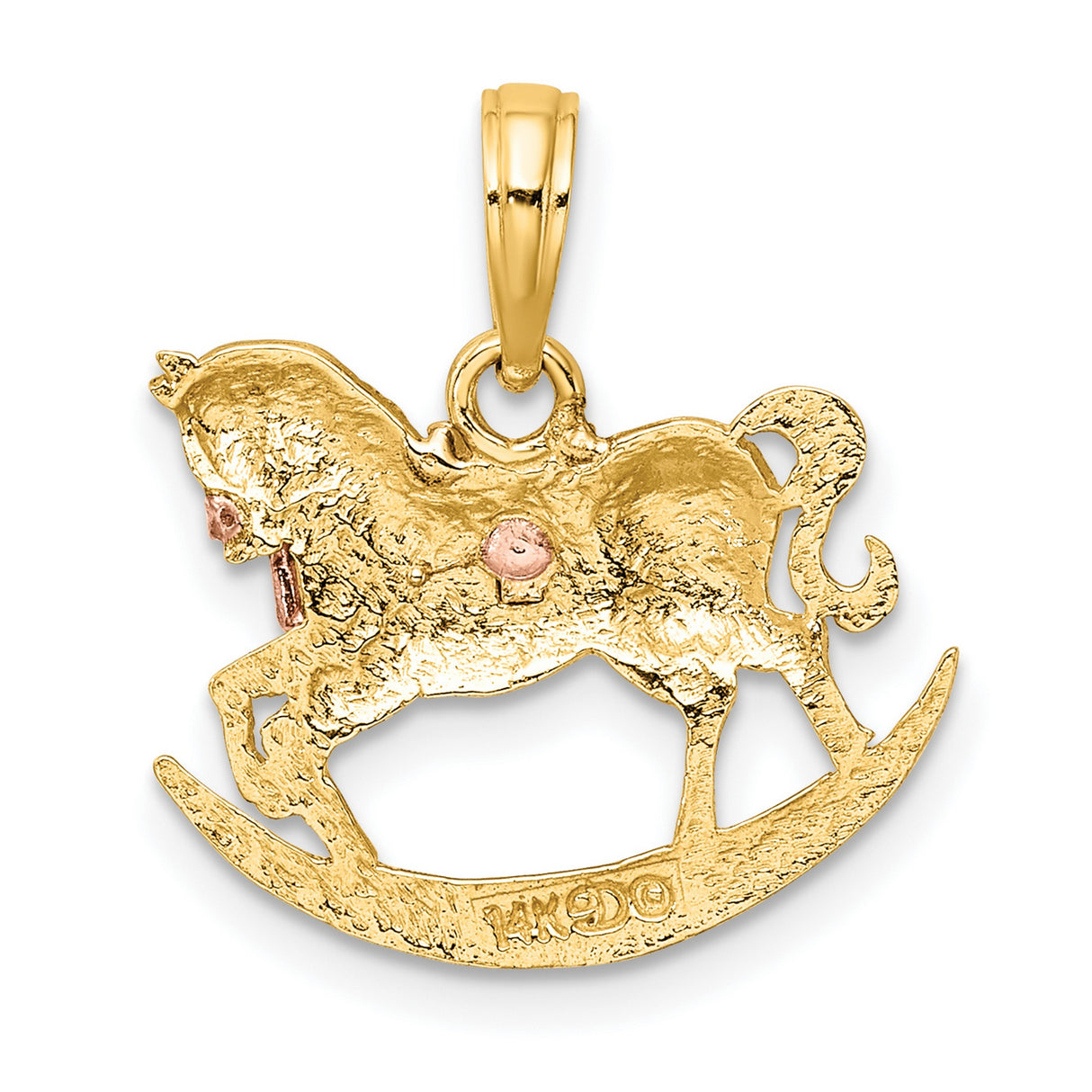 10k Two-Tone Gold Rocking Horse Pendant with Yellow and Rose Gold Accents, Nostalgic Charm