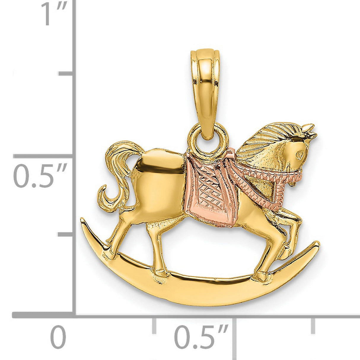 10k Two-Tone Gold Rocking Horse Pendant with Yellow and Rose Gold Accents, Nostalgic Charm