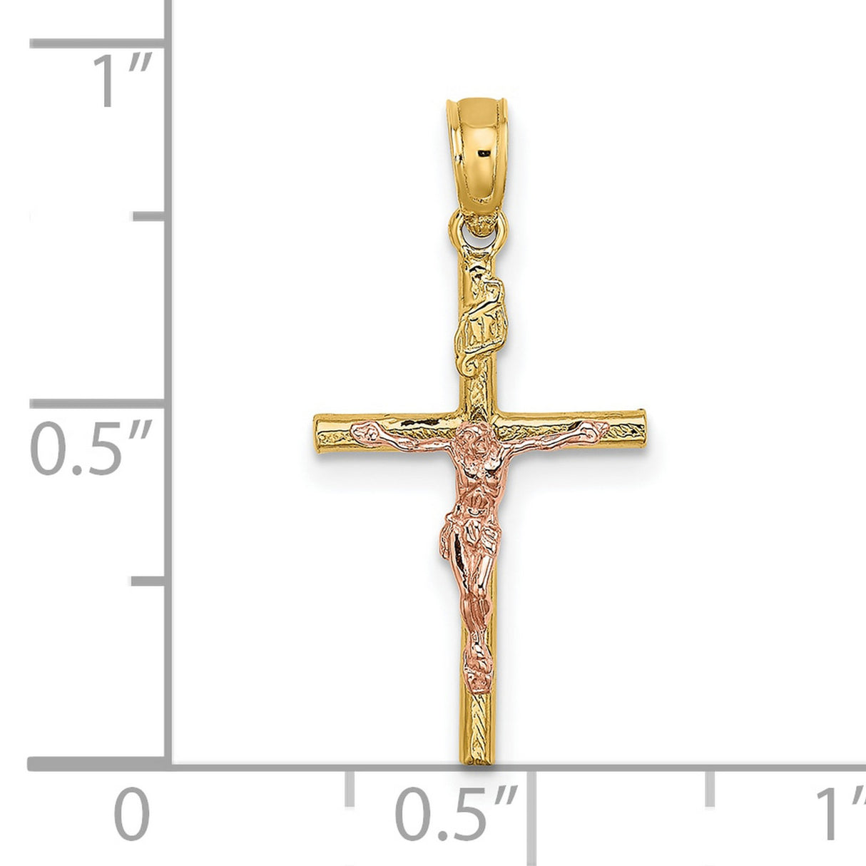 10k Multi-Tone Gold Crucifix Cross Pendant with Textured Jesus Figure