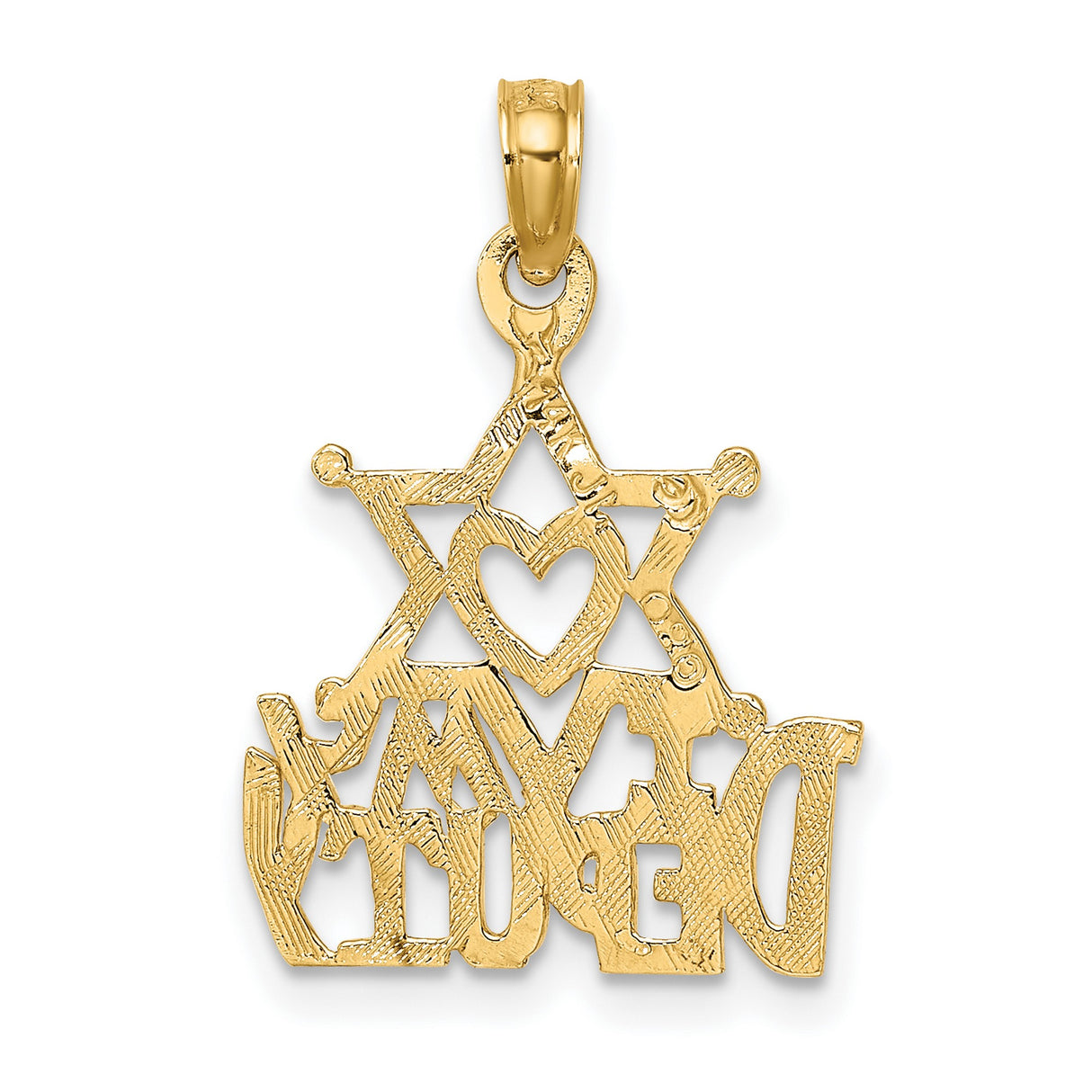 10k Yellow Gold Sheriff Badge Pendant with I Heart My Sheriff Design, Unisex Law Support Charm