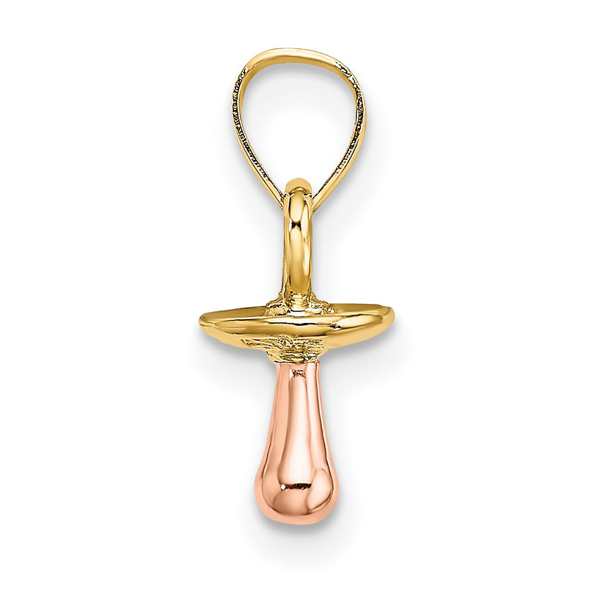 10k Two-Tone Gold Pacifier Pendant with Yellow and Rose Gold Accents, Motherhood Charm