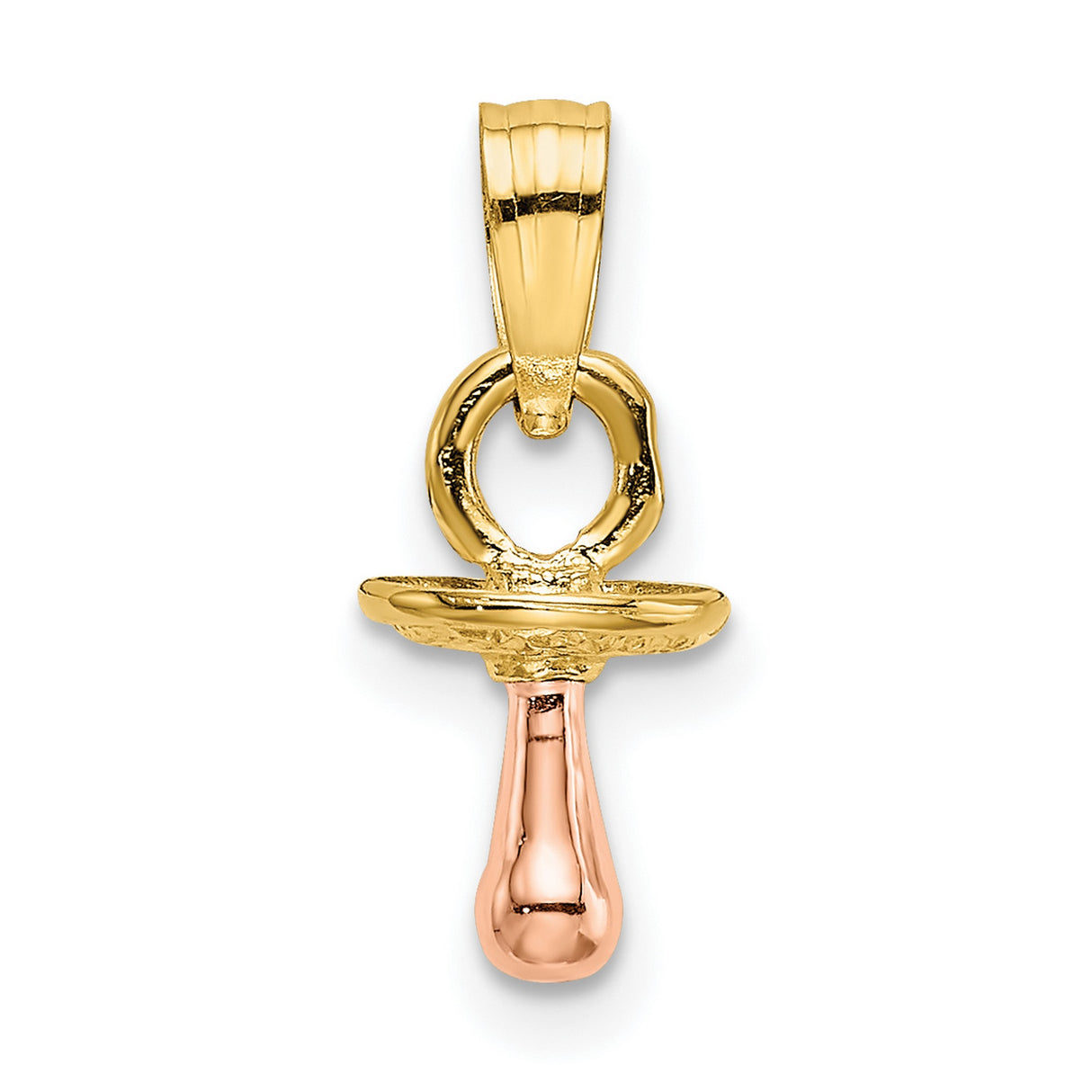 10k Two-Tone Gold Pacifier Pendant with Yellow and Rose Gold Accents, Motherhood Charm