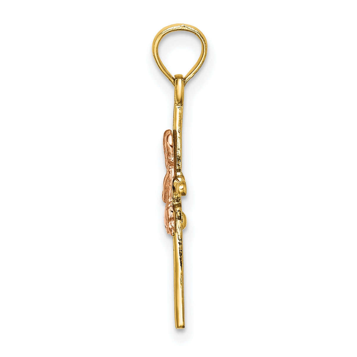 10k Two-Tone Gold Cross Pendant, Polished Religious Charm for Men and Women