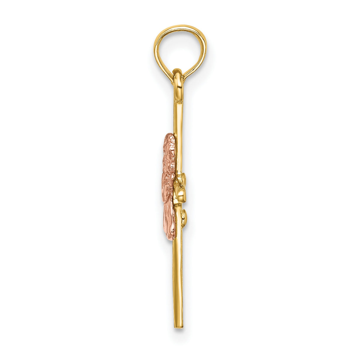 10k Two-Tone Gold Cross Pendant with Rose Gold Faith Charm Religious Design