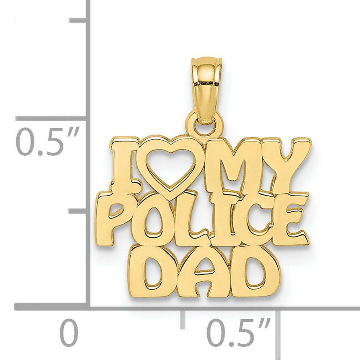 10k Yellow Gold Police Dad Pendant with Heart Charm, Bold Lettering, Law Enforcement Tribute