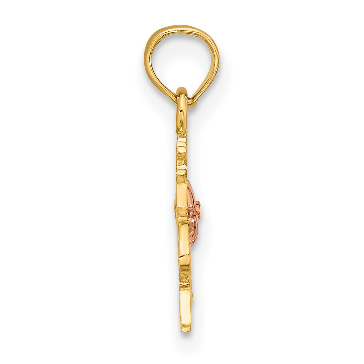 10k Two-Tone Gold #1 Granddaughter Pendant with Pink Flower Accent