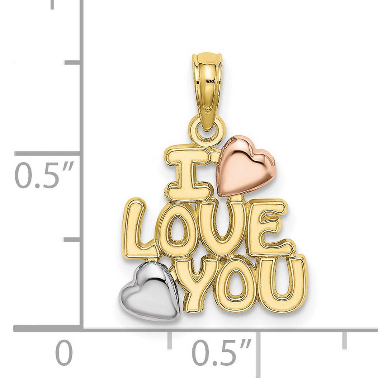 10k Tri-Color Gold Heart Pendant with Yellow, Rose, and White Gold Accents for Women