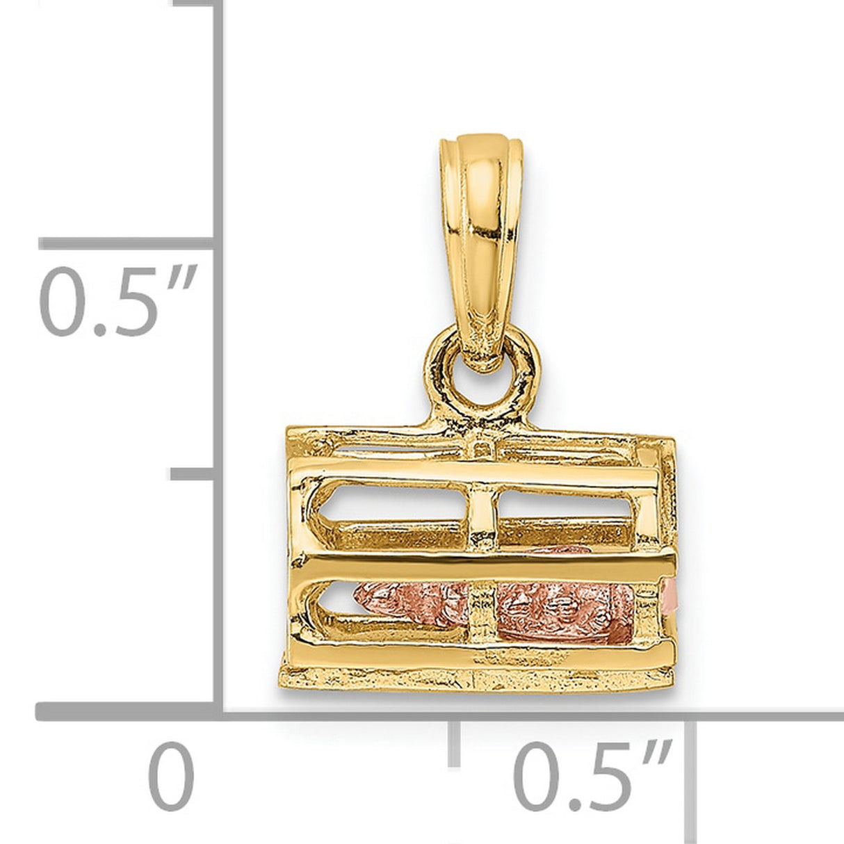 10k Two-Tone Gold Jesus Behind Bars Pendant, Christian Religious Theme