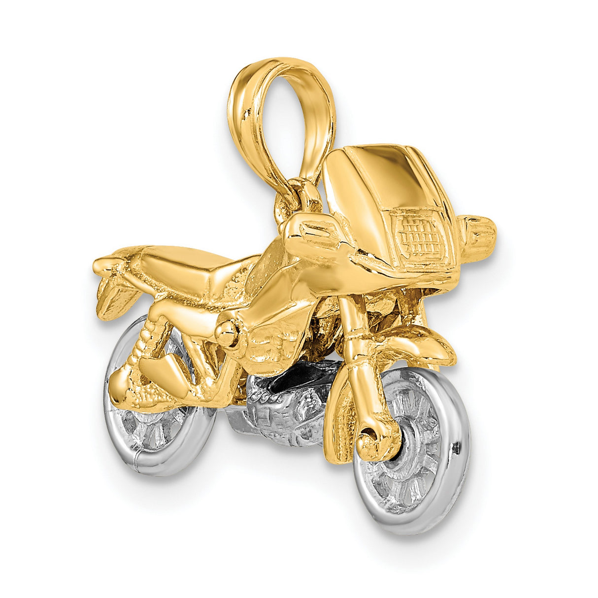 10k Two-Tone Gold Motorcycle Pendant, Detailed Sportbike Design for Men