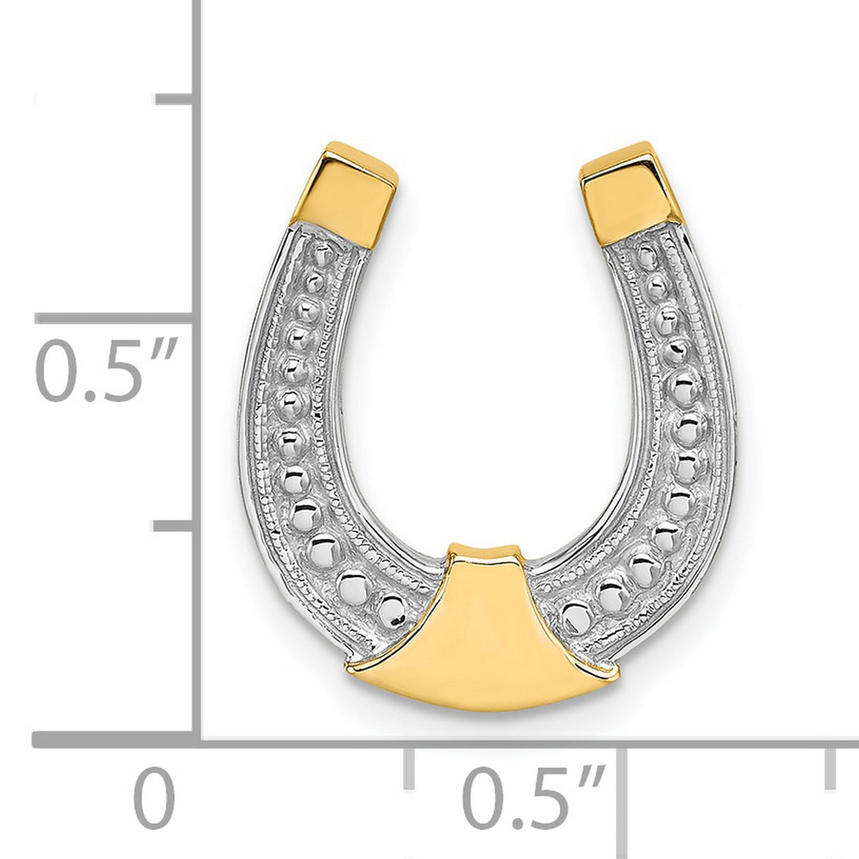 10k Multi-Tone Gold Horseshoe Pendant with Rhodium Accents, Western Lucky Charm