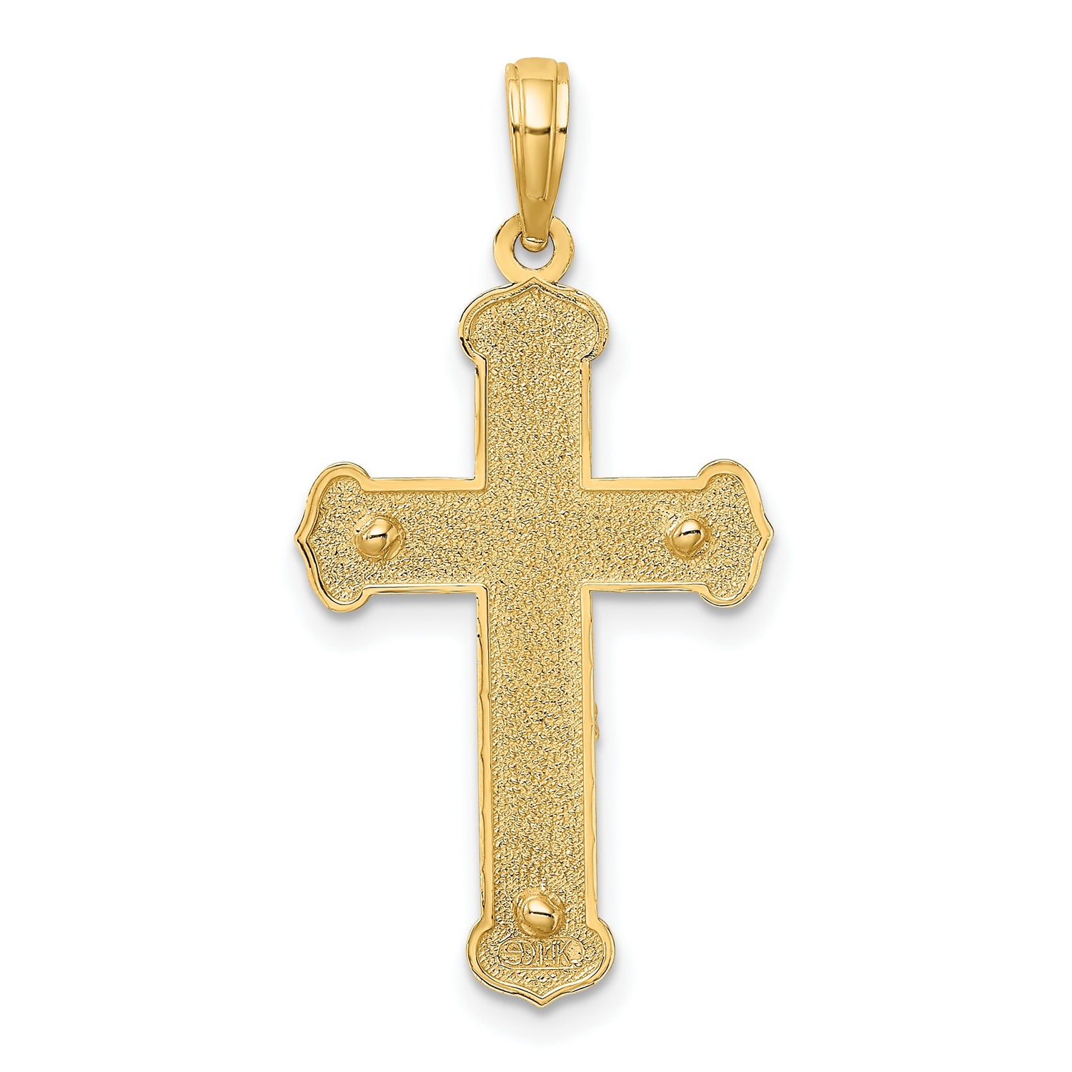 10k Two-Tone Gold Crucifix Pendant with Detailed Christ Figure, Religious Charm for Men and Women