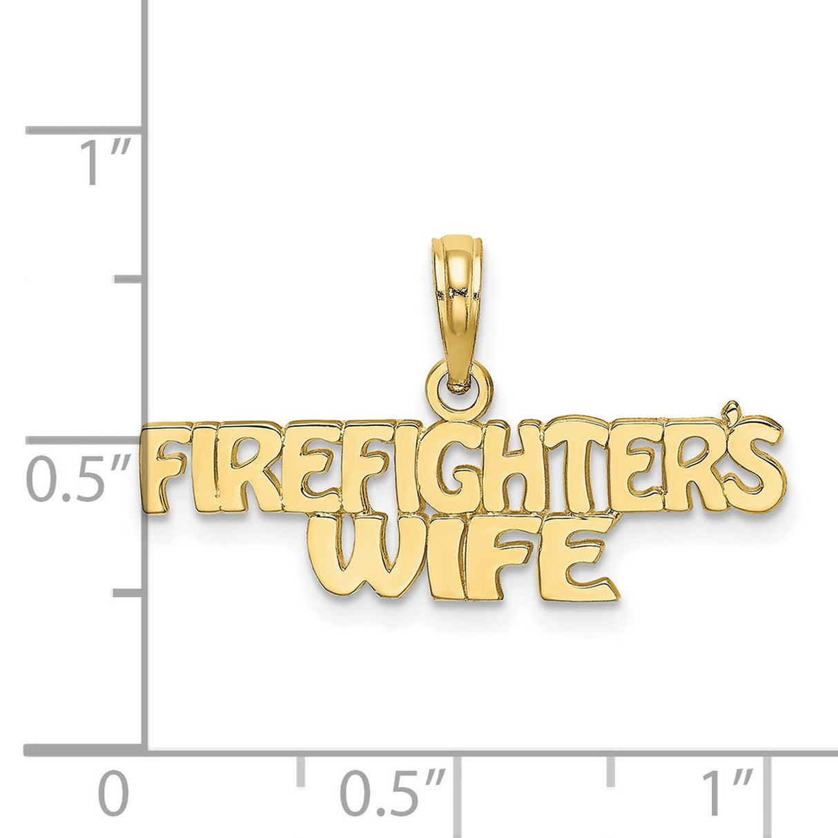 10k Yellow Gold Firefighters Wife Pendant Charm, Bold Script Tribute Jewelry