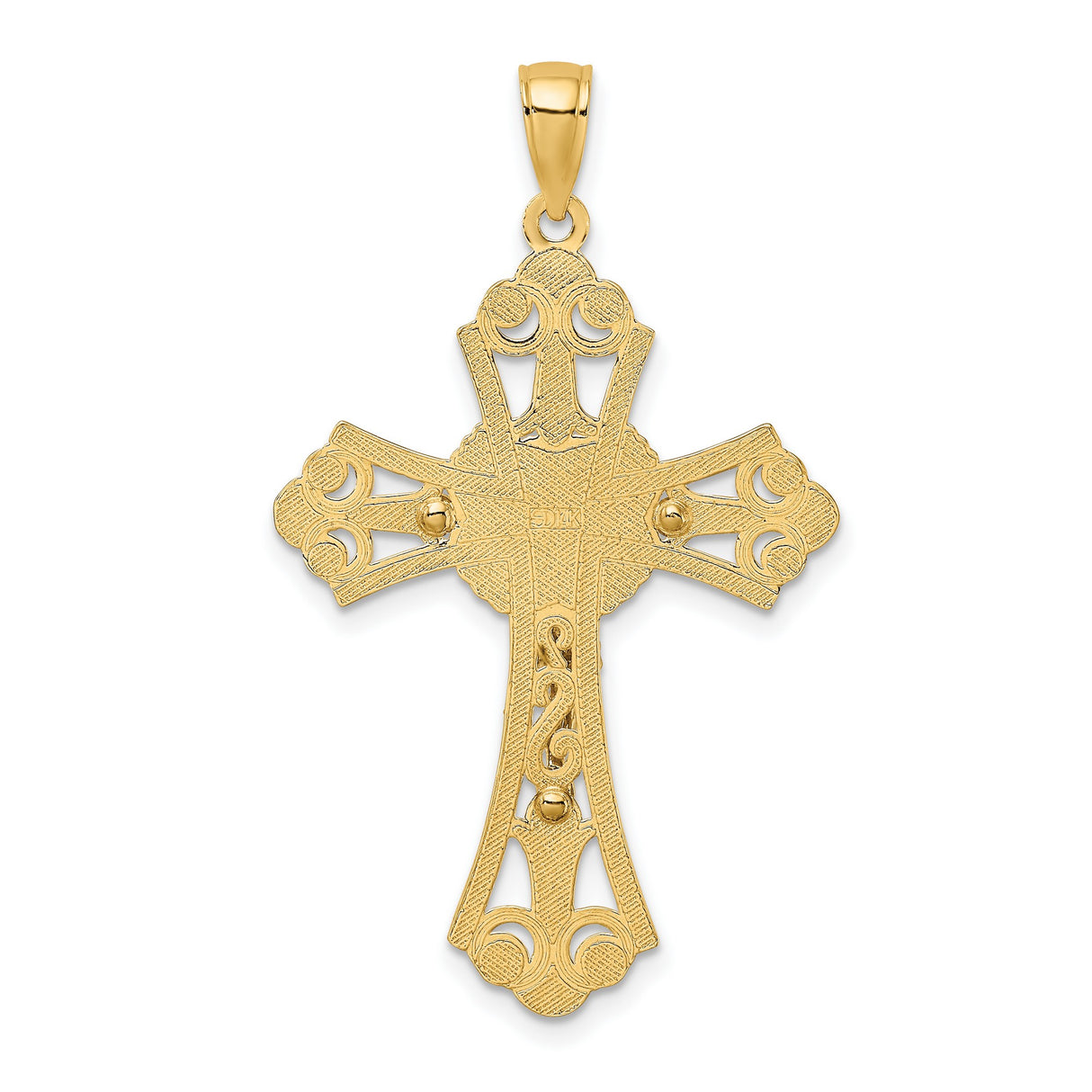 10k Two-Tone Gold Crucifix Cross Pendant with Cut-Out Design and Jesus Figure