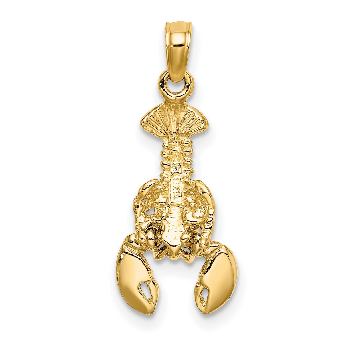 10k Multi-Tone Gold Lobster Pendant with Rhodium Detail, Nautical Marine Life Design