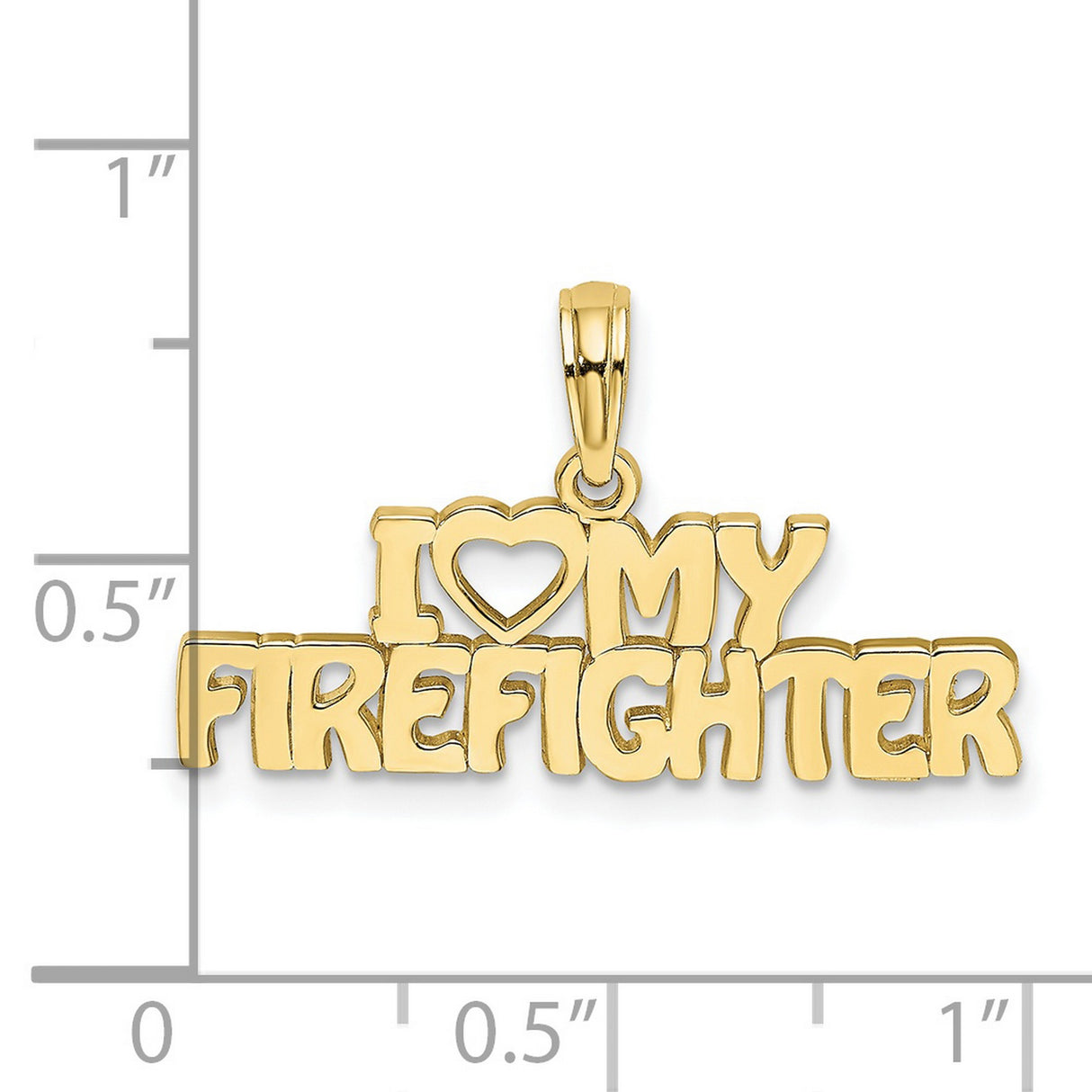 10k Yellow Gold Firefighter Pendant with Heart Symbol, Sentimental Charm