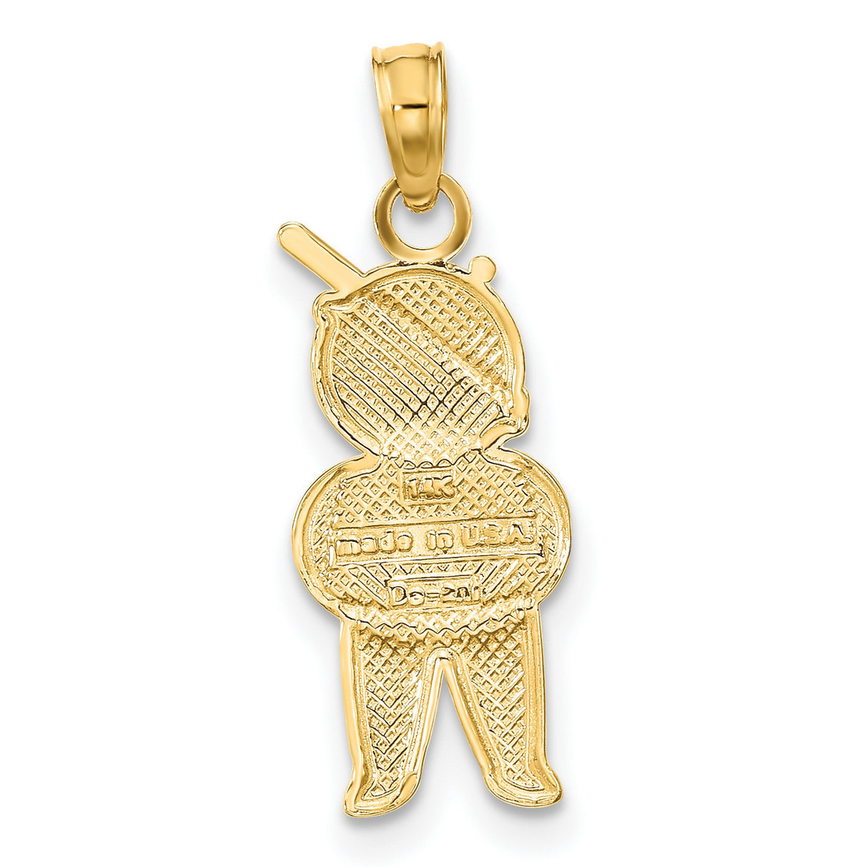 10k Multi-Tone Gold Boy Pendant with Rhodium Accent, Cartoon Hat and Vest Design, Urban XO Style