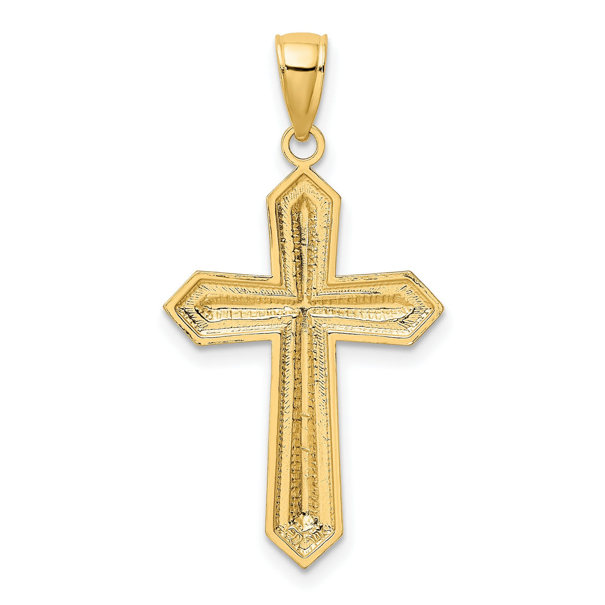 10k Multi-Tone Gold Cross Pendant with Textured Yellow Charm and Silver Accent