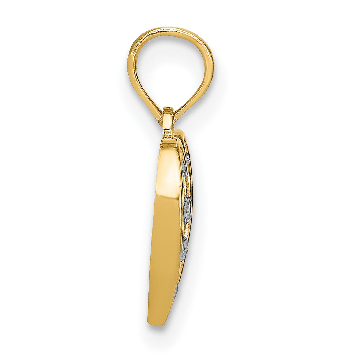 10k Multi-Tone Gold Heart Pendant with Lattice Openwork and Diamond Cut Accents for Women