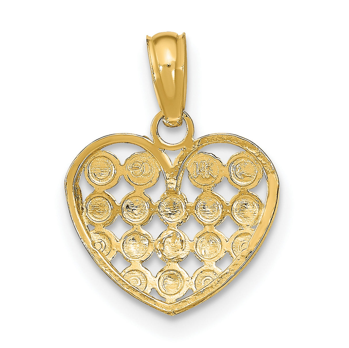10k Multi-Tone Gold Heart Pendant with Lattice Openwork and Diamond Cut Accents for Women