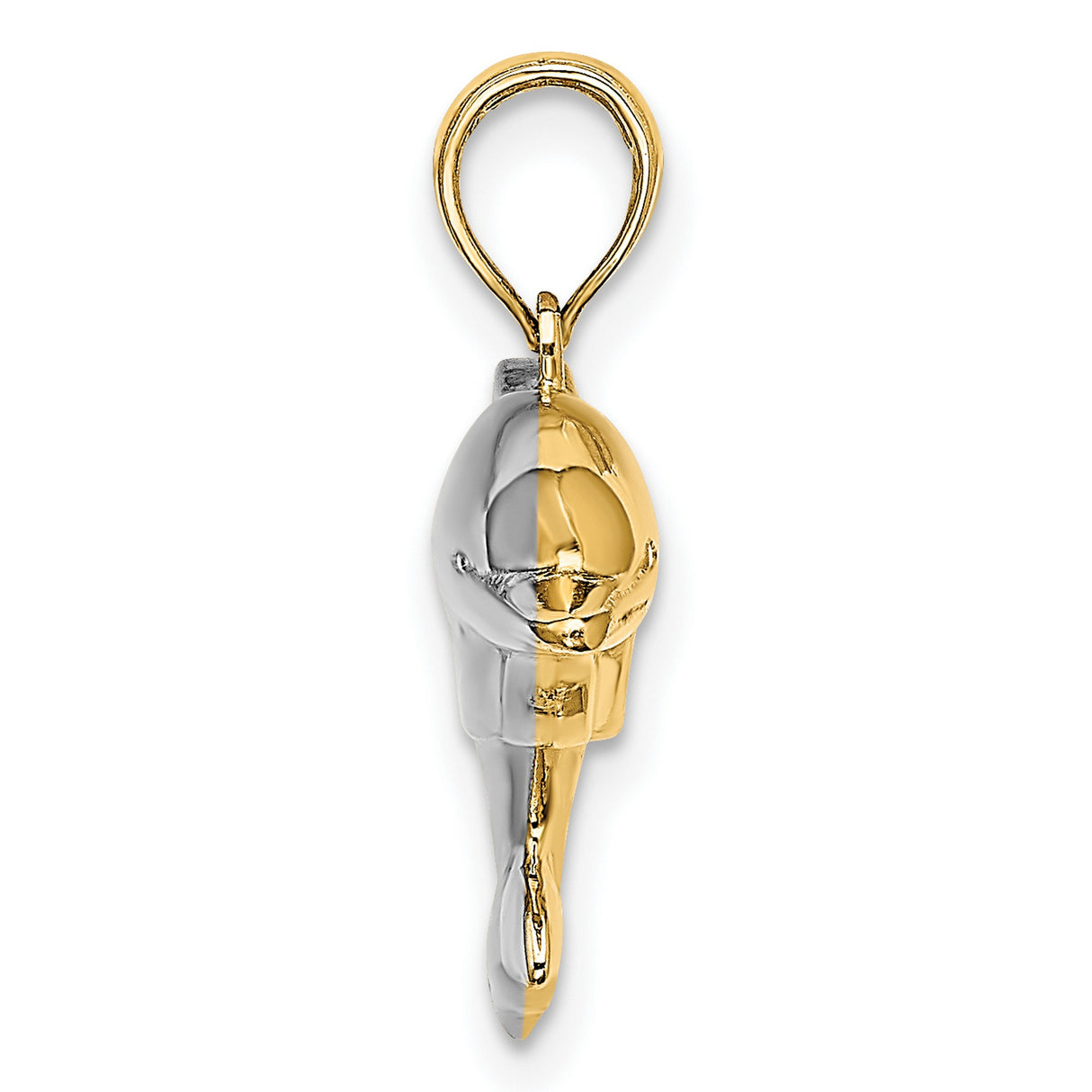 10k Multi-Tone Gold Dolphin Pendant, Reversible Puffed Charm, Nautical Beach Jewelry