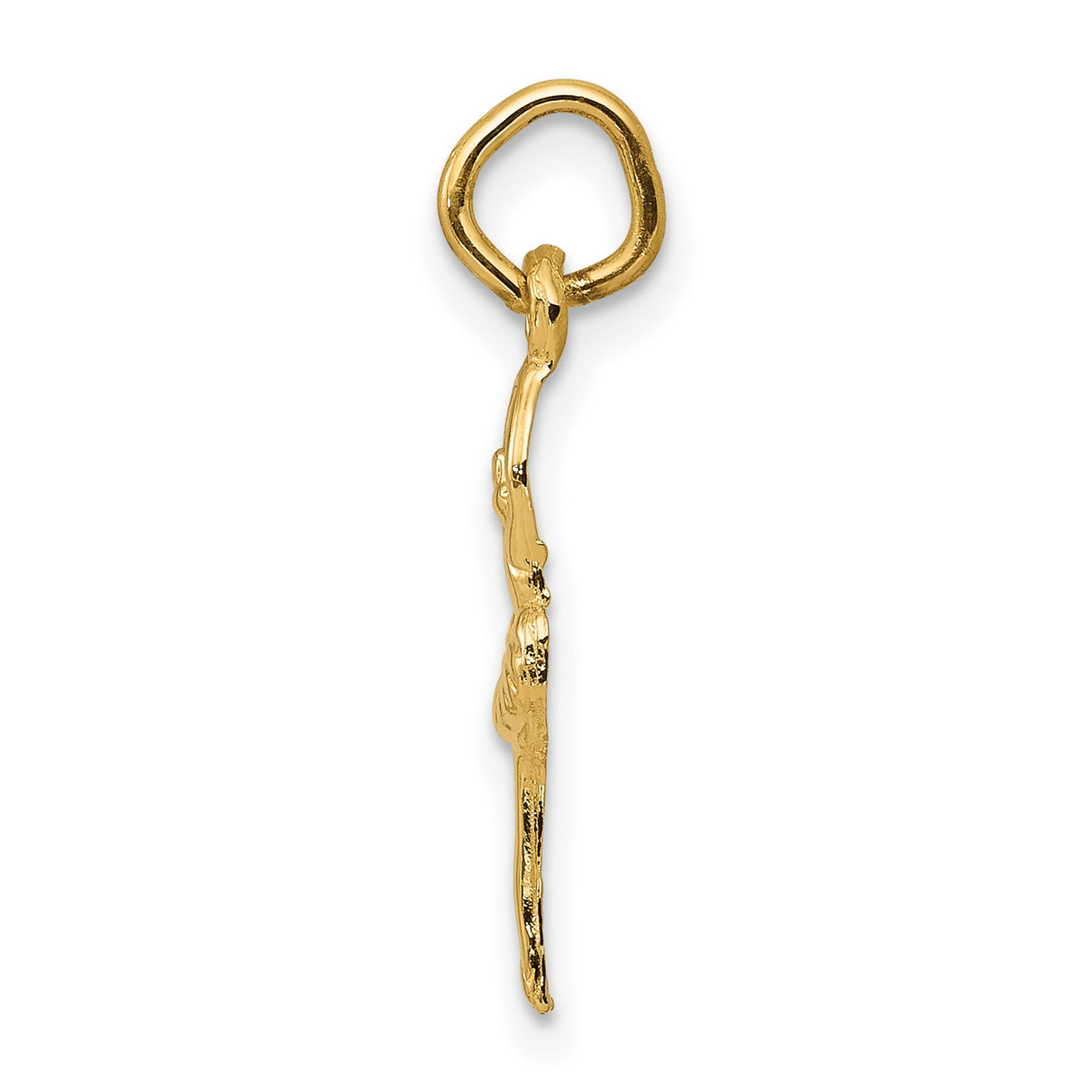 10k Yellow Gold Ballerina Pendant, Tutu Design Ballet Dancer Charm for Women