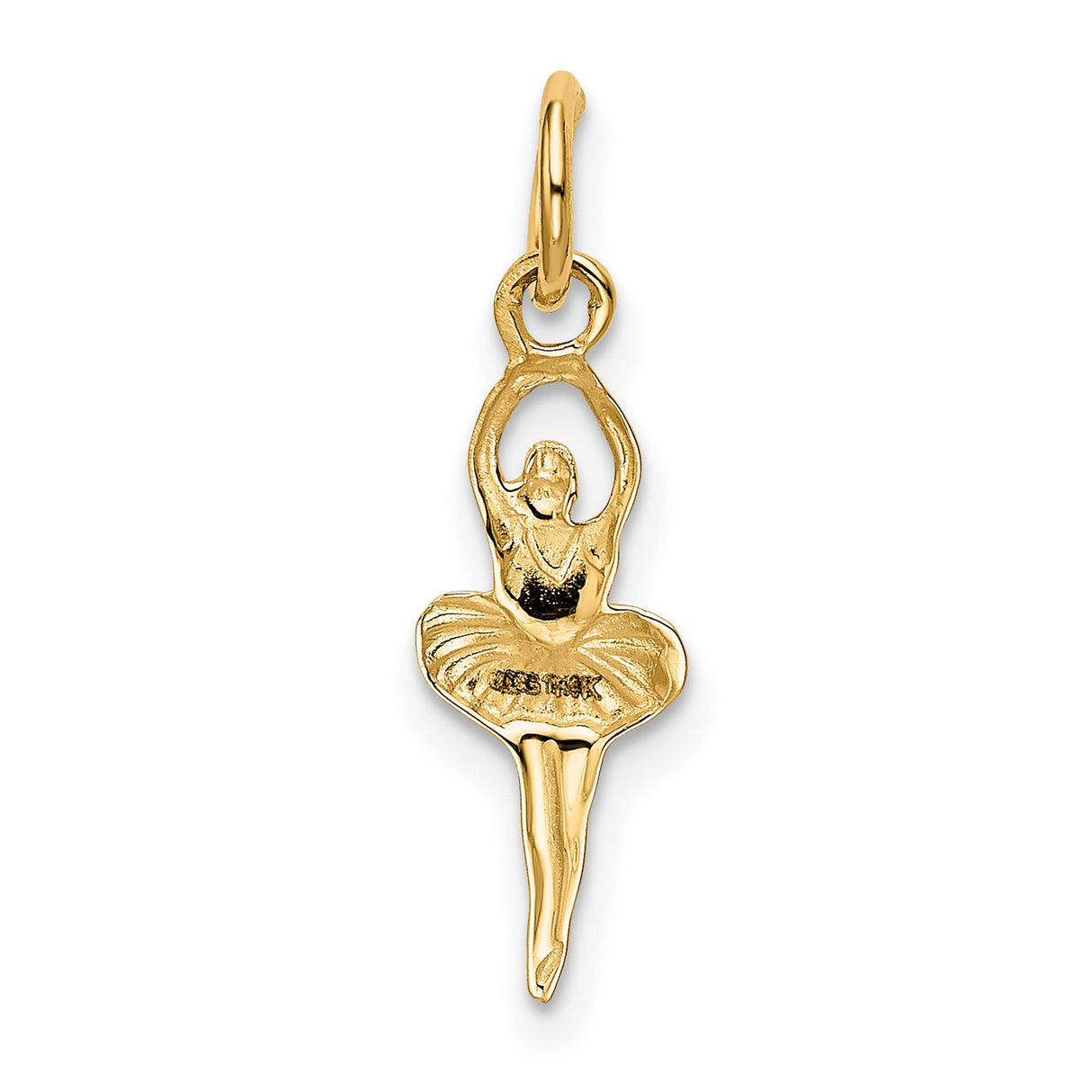 10k Yellow Gold Ballerina Pendant, Tutu Design Ballet Dancer Charm for Women