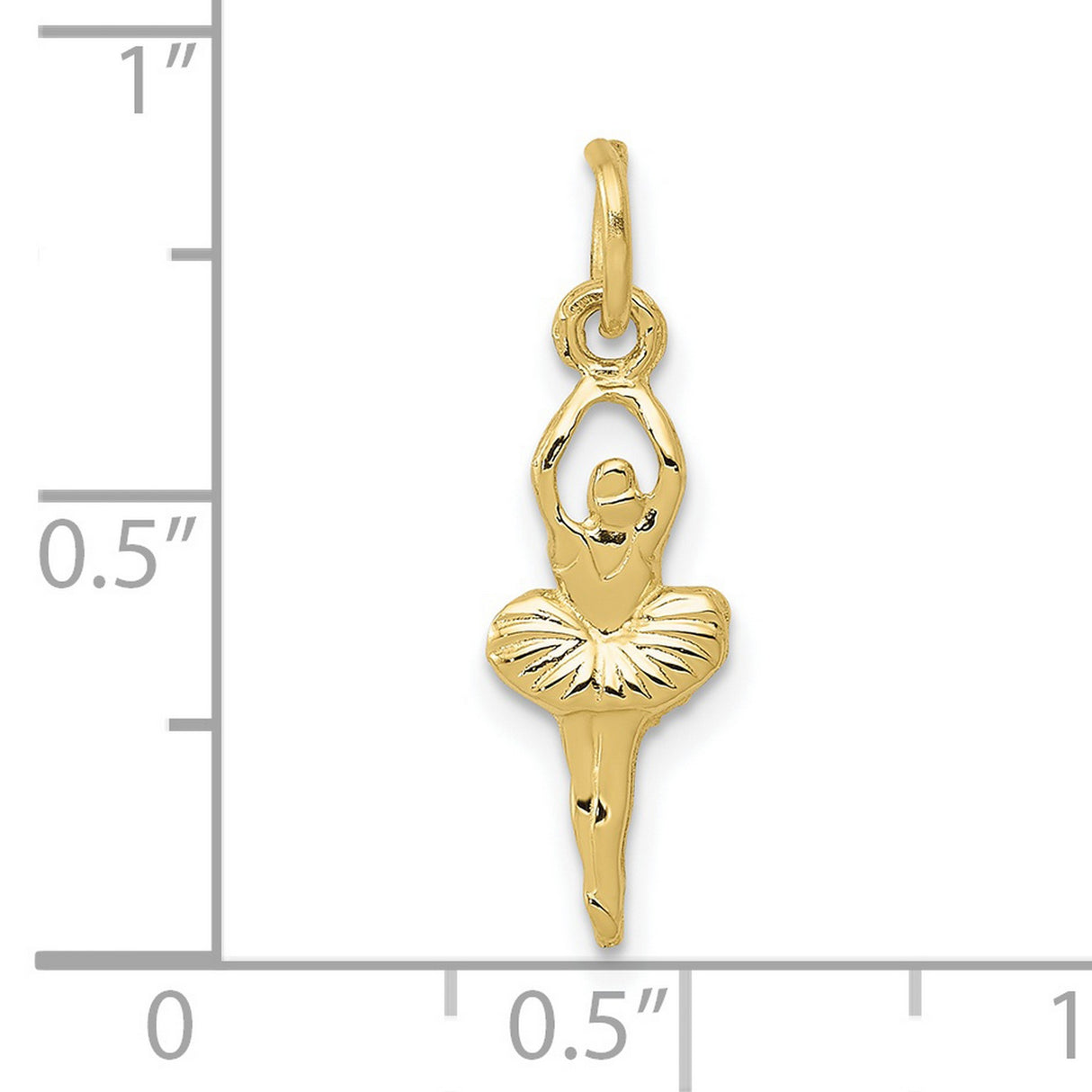 10k Yellow Gold Ballerina Pendant, Tutu Design Ballet Dancer Charm for Women