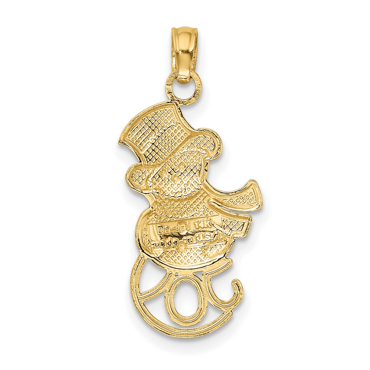 10k Multi-Tone Gold Snowman Pendant with Rhodium Accents, JOY Word, Winter Holiday Theme
