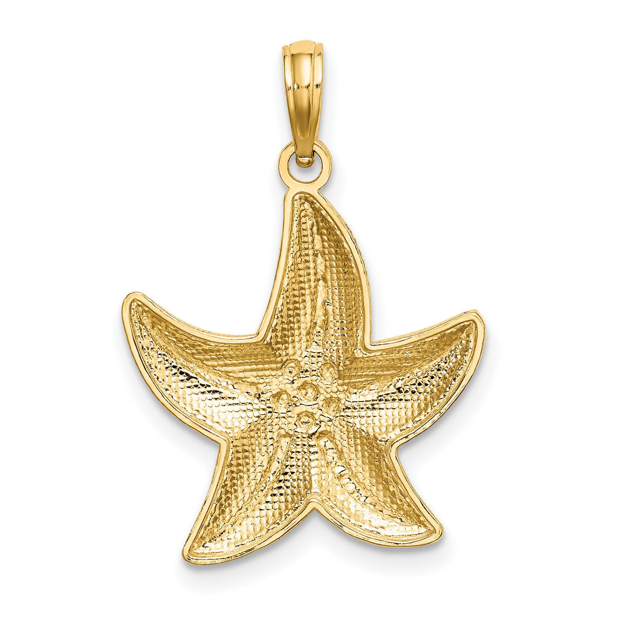10k Multi-Tone Gold Starfish Pendant with Textured Detailing, Coastal Ocean Theme for Women