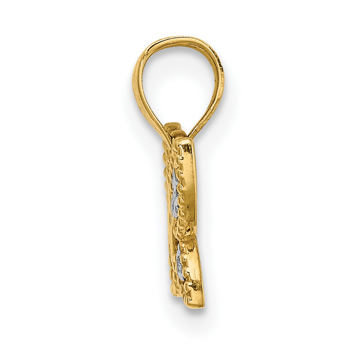 10k Multi-Tone Gold Butterfly Pendant with Open Filigree Wings and Rhodium Detail