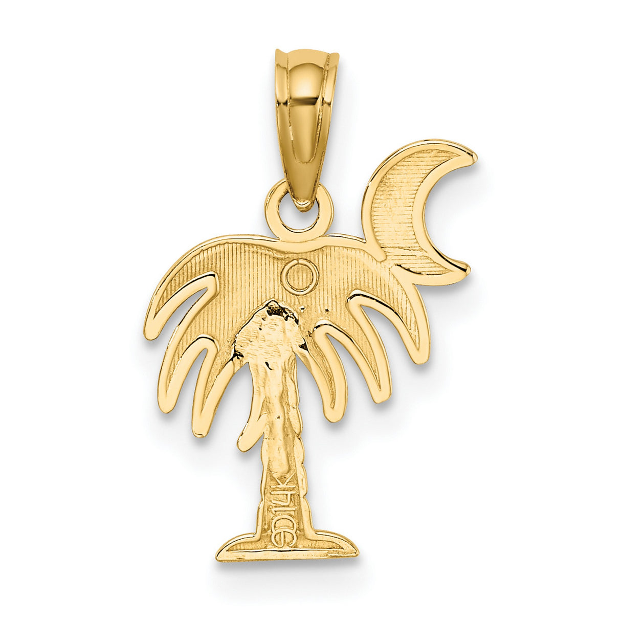 10k Multi-Tone Gold Palm Tree and Crescent Moon Pendant with Rhodium Accent