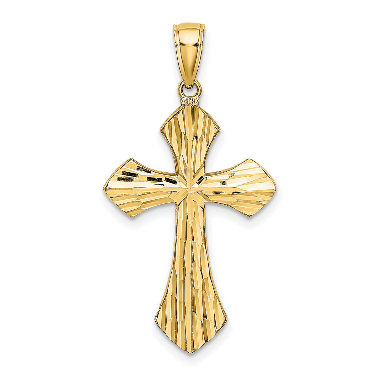 10k Two-Tone Gold Cross Pendant with White Accents and Textured Border