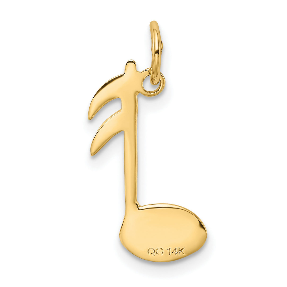 10k Yellow Gold Music Note Pendant, Polished Eighth Note Charm for Women or Unisex