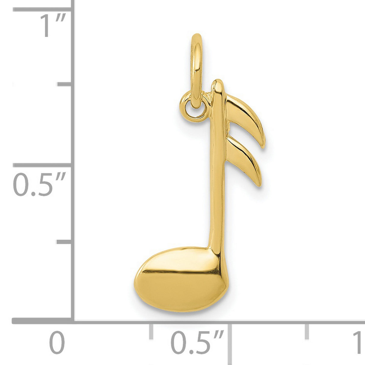 10k Yellow Gold Music Note Pendant, Polished Eighth Note Charm for Women or Unisex