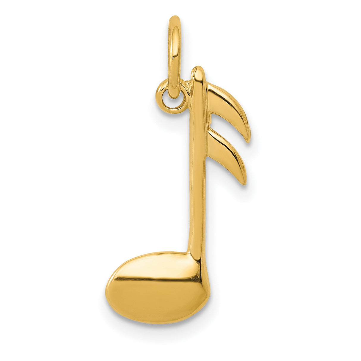 10k Yellow Gold Music Note Pendant, Polished Eighth Note Charm for Women or Unisex
